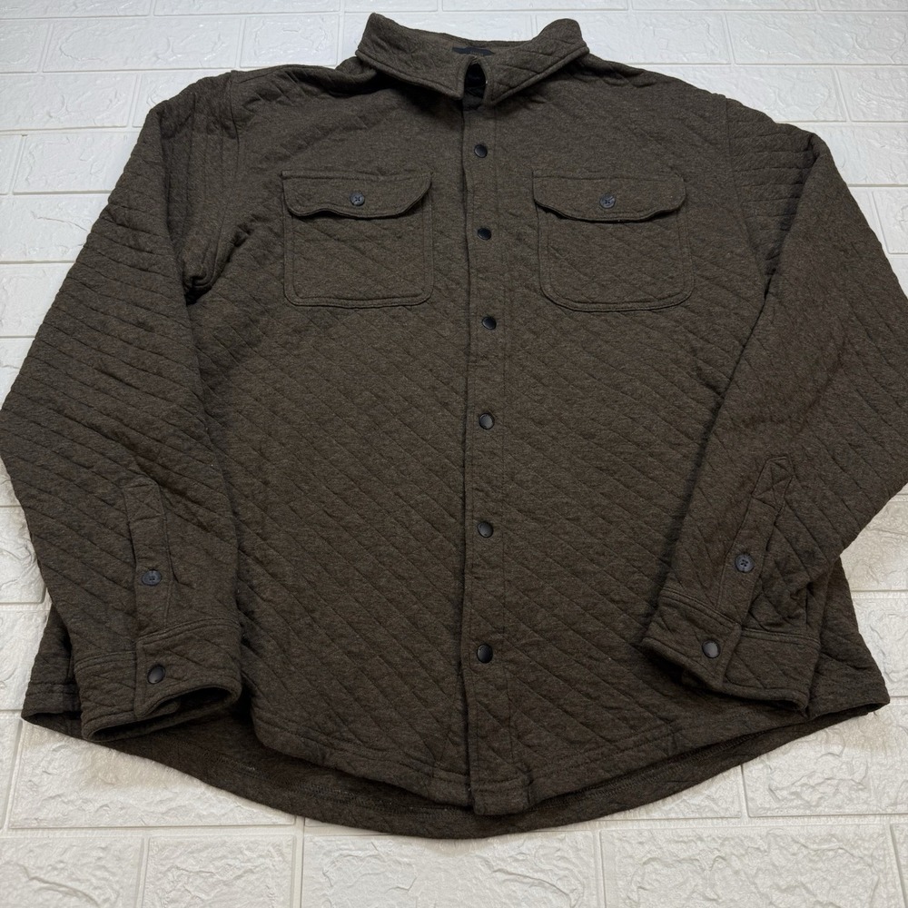 Smith + Rogue Brown Quilted Button Down Jacket Shirt Mens XL